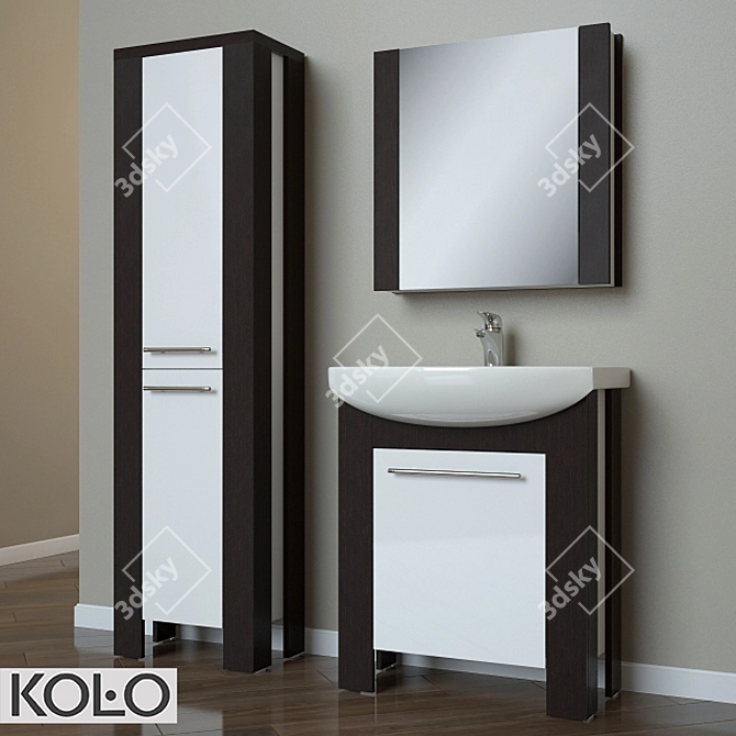 Modern High Gloss Bathroom Furniture Set 3D model image 1