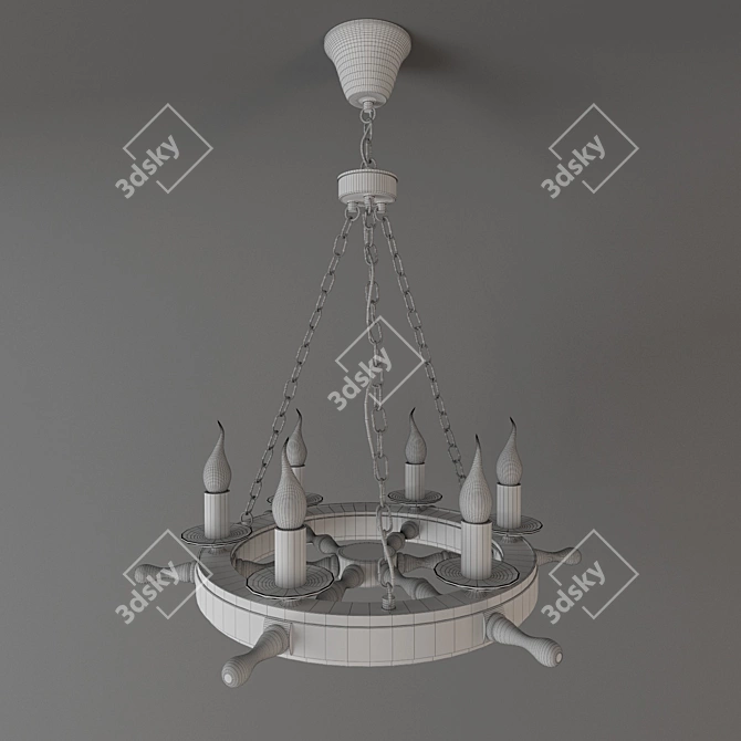 Maytoni Wood and Metal Chandelier 3D model image 2