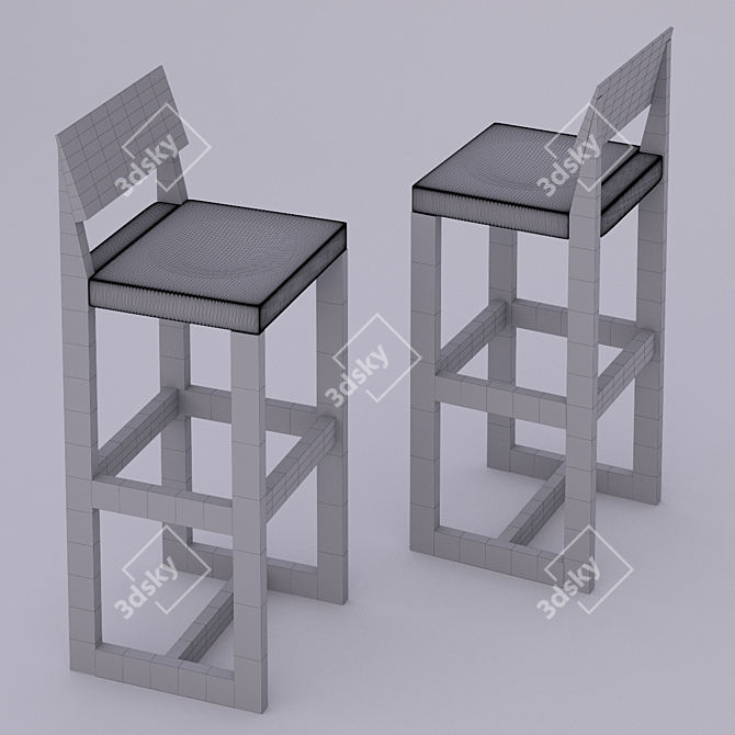 Modern Archpole Table & Bar Stools 3D model image 3