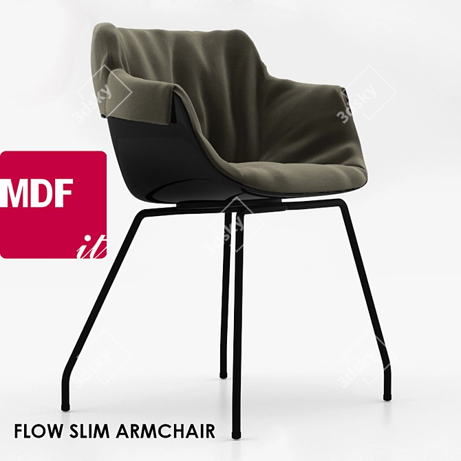 MDF Italia Flow Slim Armchair - Sleek Modern Design 3D model image 1