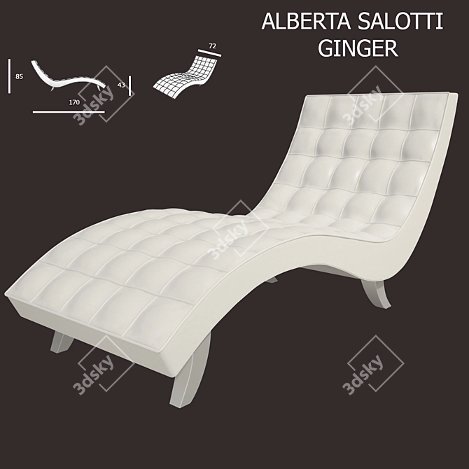 Refined Leather Chaise Lounge 3D model image 1