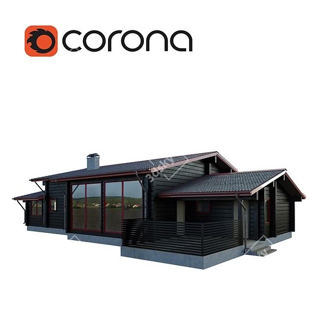 Modern Black Timber Home 3D model image 1