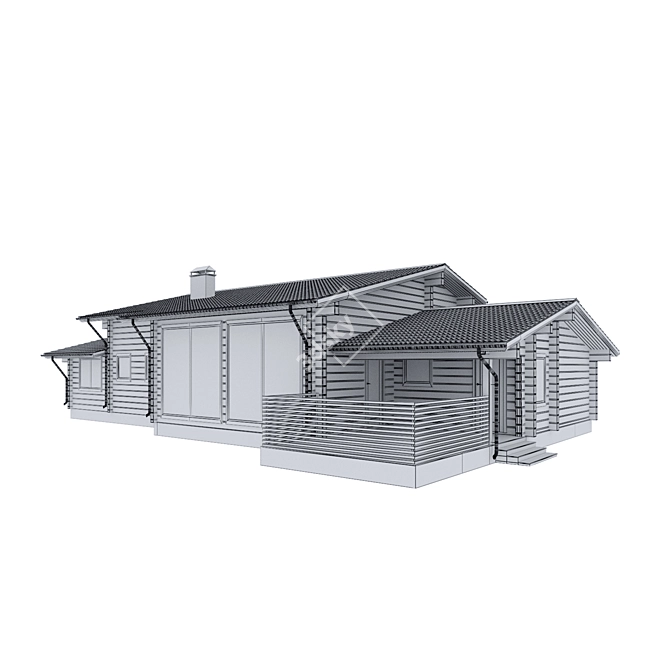 Modern Black Timber Home 3D model image 2