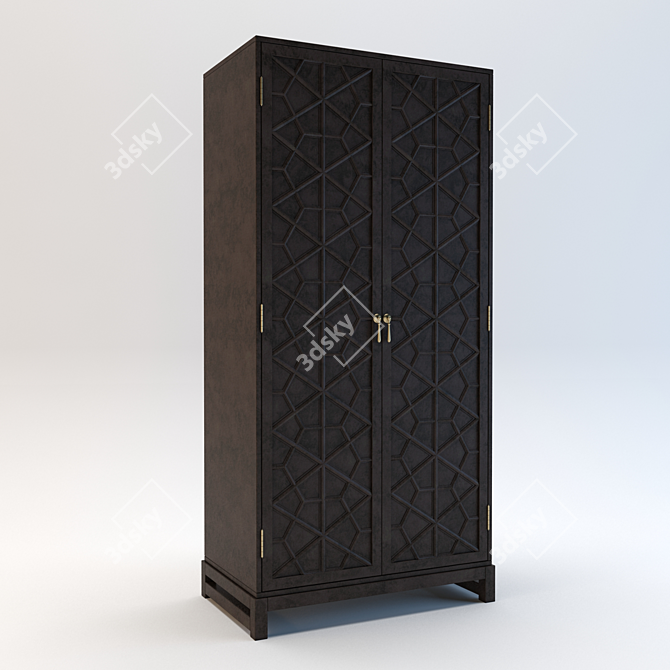 Elegant Greige Salem Hutch 3D model image 1