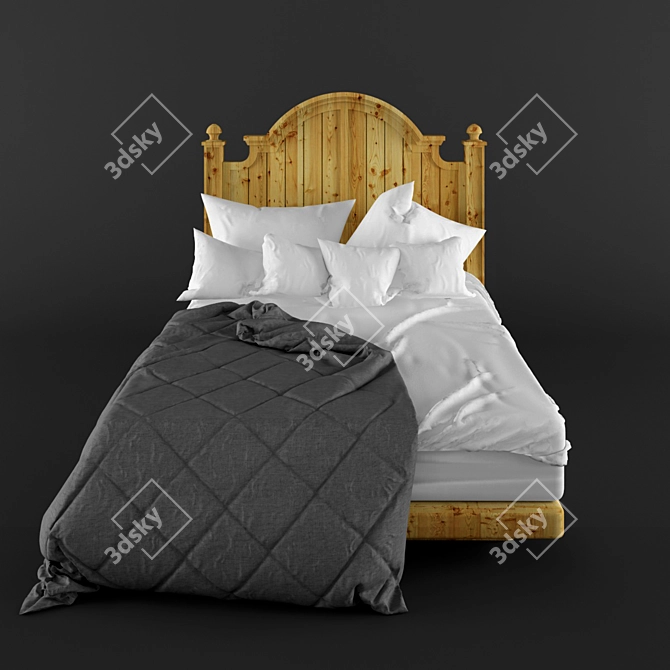 Double Bed Set with Bedding & Pillows 3D model image 1
