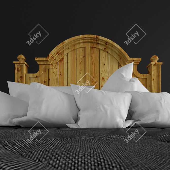 Double Bed Set with Bedding & Pillows 3D model image 3