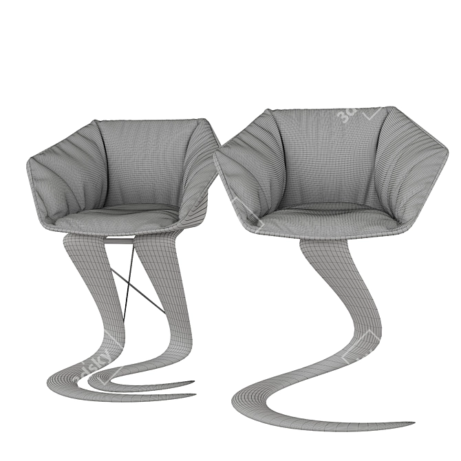 Modern White Leather Chair Set 3D model image 2