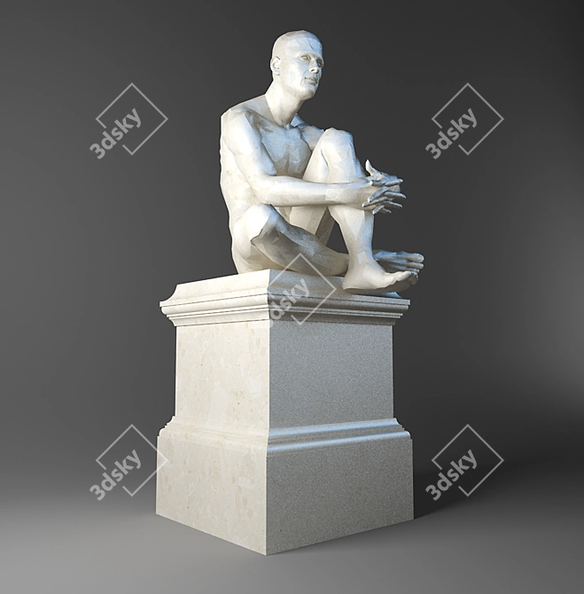 Seated Man Sculpture 3D model image 1