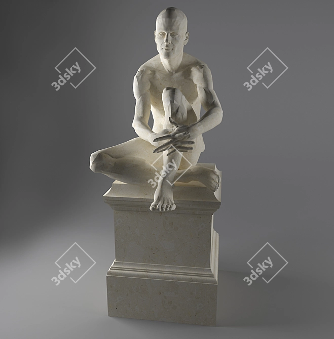 Seated Man Sculpture 3D model image 2