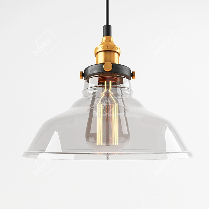 Vintage Glass and Metal Industrial Lamp 3D model image 1