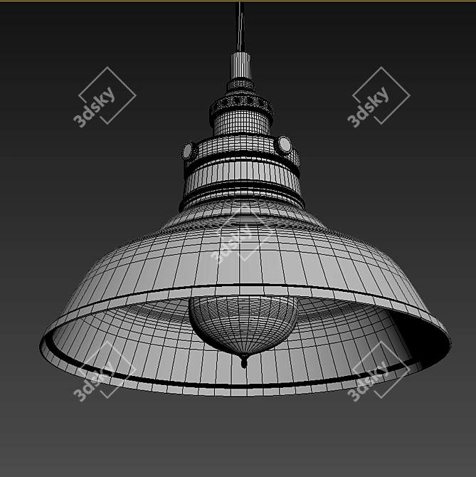 Vintage Glass and Metal Industrial Lamp 3D model image 2