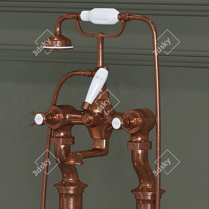 Copper Effect Bath Set: Admiral Soaking Tub + Coventry Mixer 3D model image 2