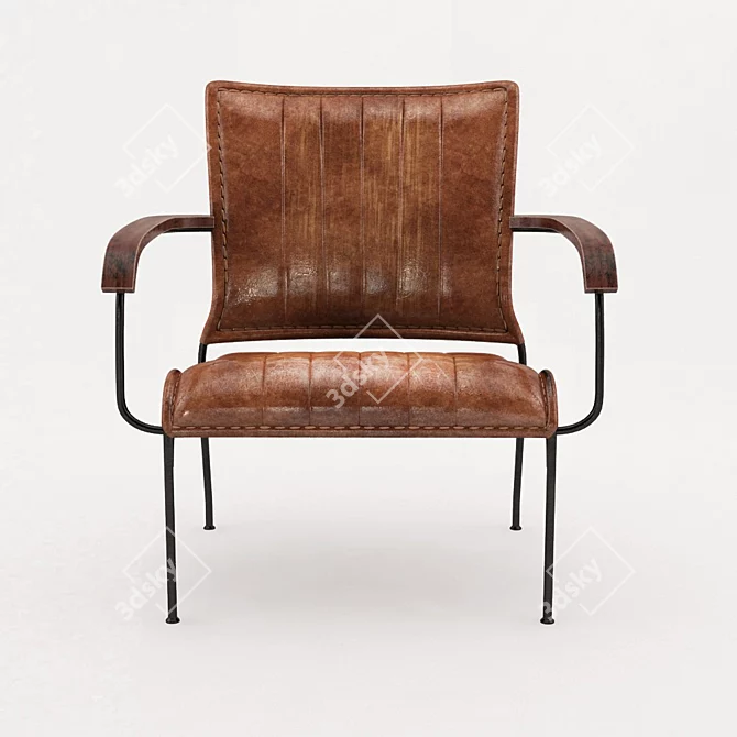 Modern Leather and Metal Chair - LoftDesigne 091 Model 3D model image 1