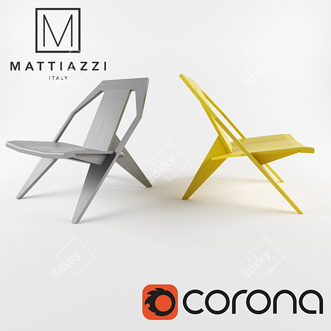 Italian Wooden Lounge Chair by Mattiazzi 3D model image 1