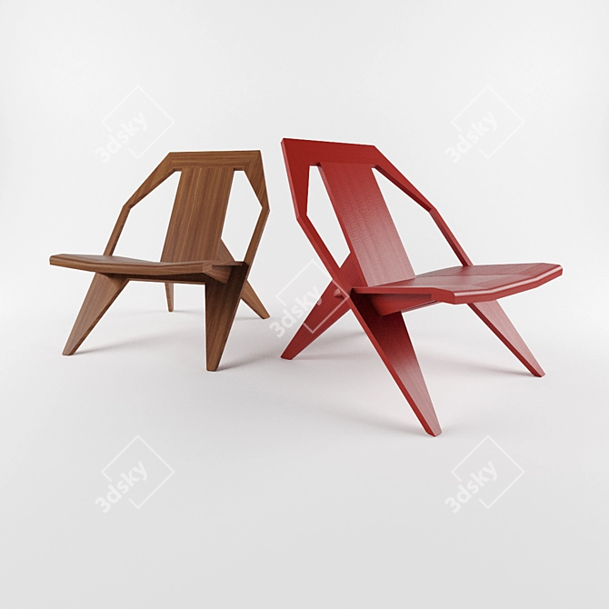 Italian Wooden Lounge Chair by Mattiazzi 3D model image 2