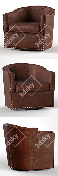 Title: Harlow Leather Swivel Armchair | Pottery Barn 3D model image 2