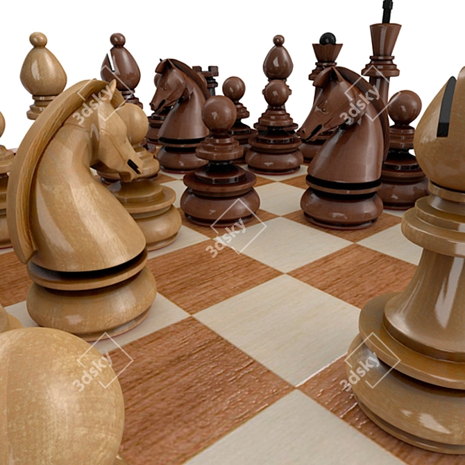 Classic Chess Set 3D model image 3