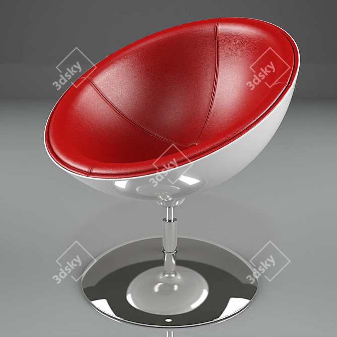 Lotus Designer Chair: Red & Black 3D model image 1