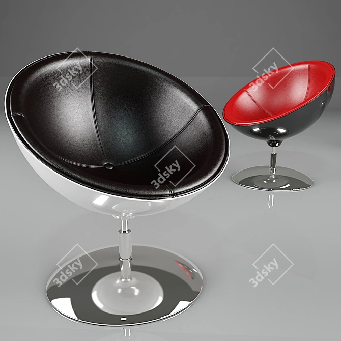 Lotus Designer Chair: Red & Black 3D model image 2