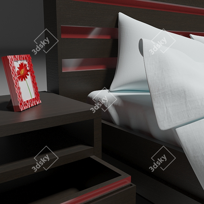 Modern Double Bed 3D model image 2