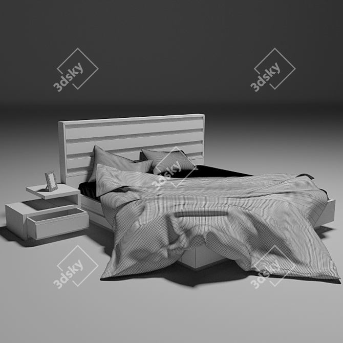 Modern Double Bed 3D model image 3