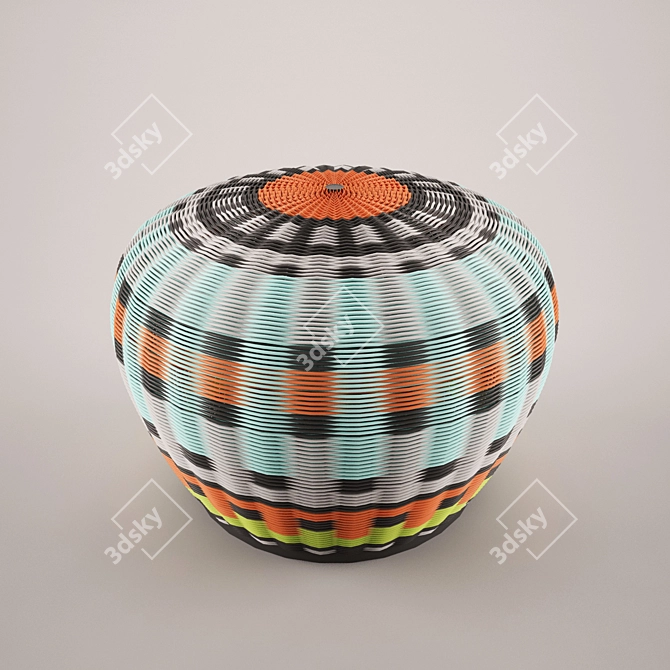 Woven Wonder: Wicker Pouf 3D model image 1