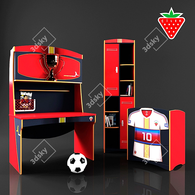 Cilek Football Kids Furniture Set 3D model image 3