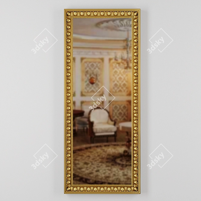 Golden Classic Patterned Mirrors 3D model image 2