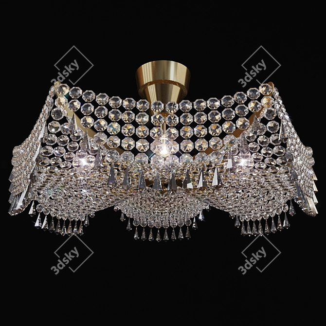 Preciosa Brass Chandelier - Elegant Lighting Fixture 3D model image 1