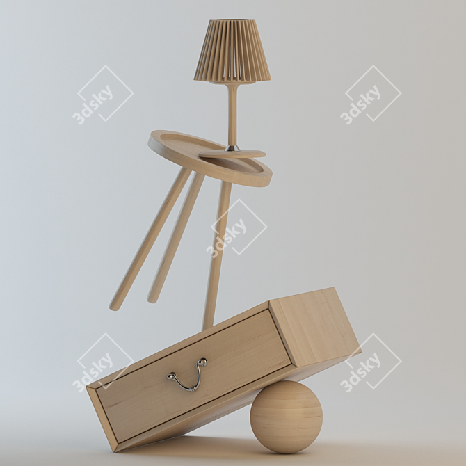 Wooden Artwork Interior 3D model image 1