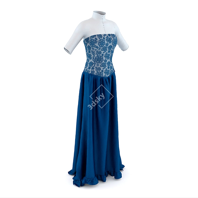 Corseted Midi Dress 3D model image 1