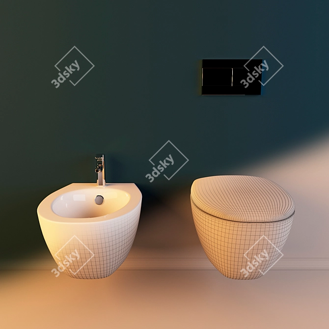 Jacob Delafon Presqu'ile Toilet & Bidet Set 3D model image 3