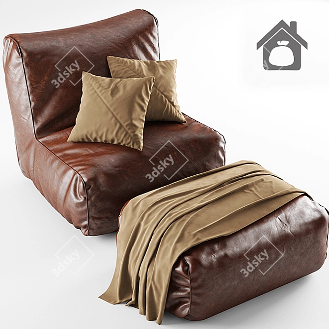 Modern Armchair & Ottoman Set 3D model image 1