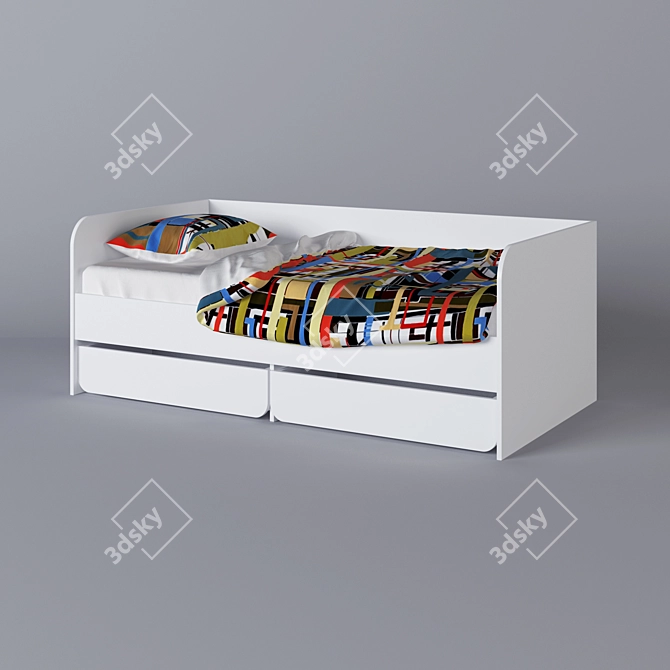 Kids Bed with Bedding 3D model image 3