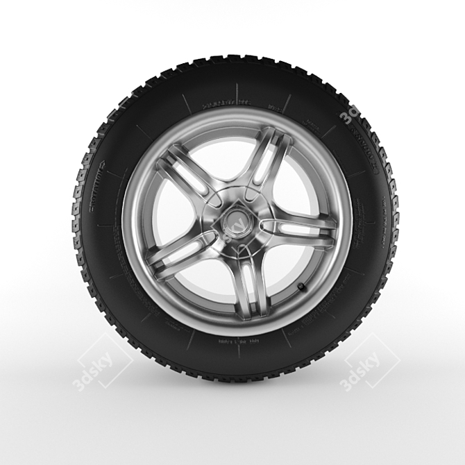 Durable Car Tire for Optimal Performance 3D model image 2