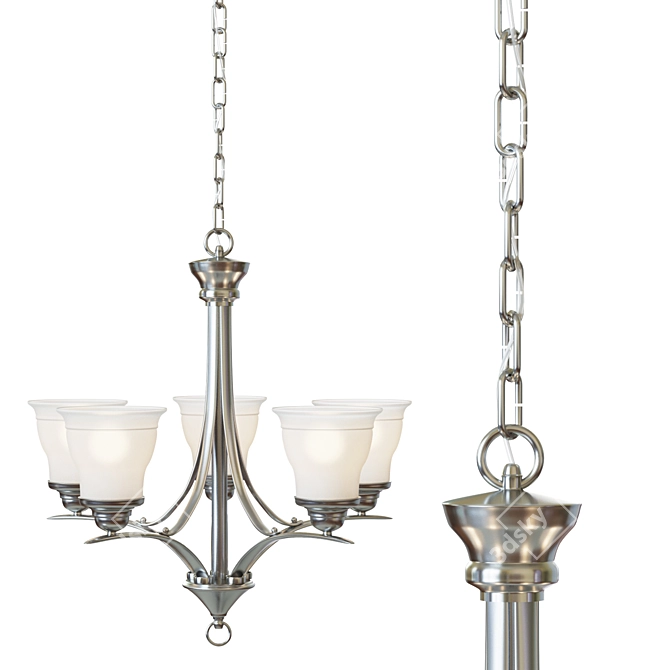 Trinity 5-Light Brush Nickel Chandelier 3D model image 3