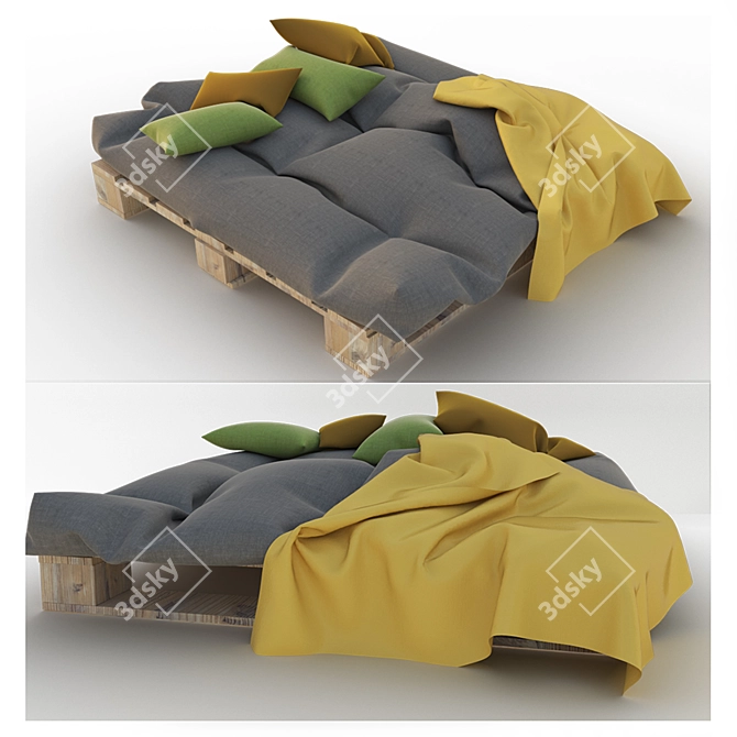 Vintage Bed Trays: Soft and Stylish 3D model image 1