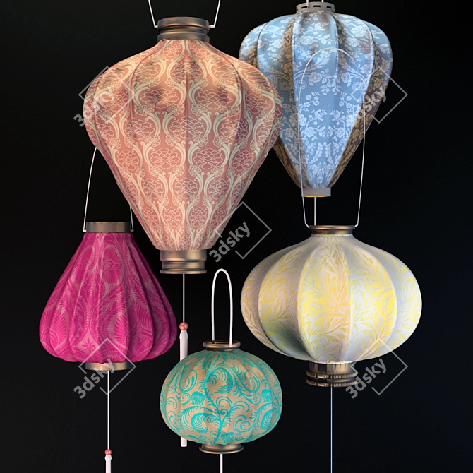 Title: Silk Charm Chinese Lanterns 3D model image 1