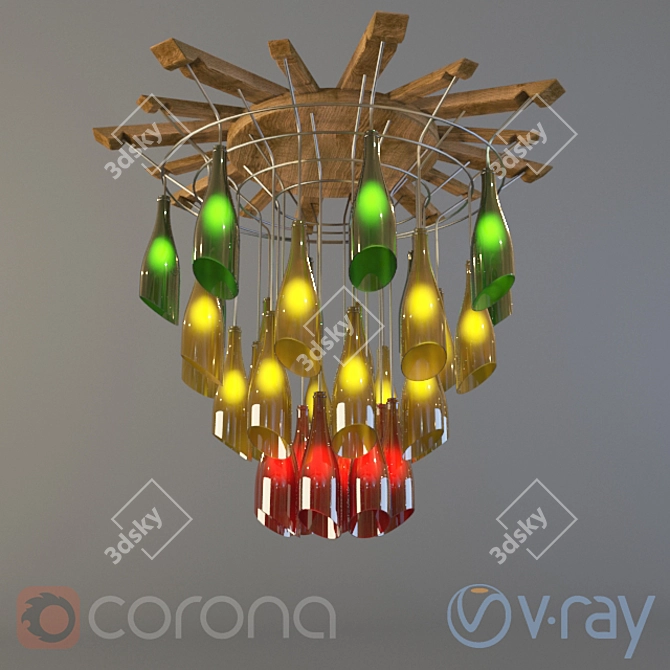 Upcycled Bottle Chandelier 3D model image 1