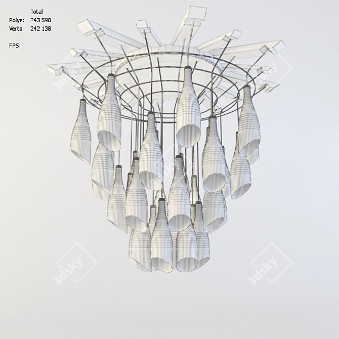 Upcycled Bottle Chandelier 3D model image 2