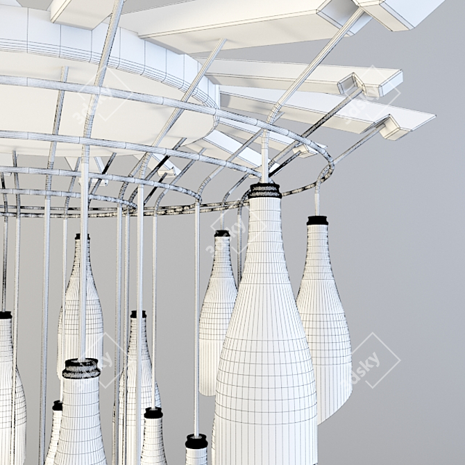 Upcycled Bottle Chandelier 3D model image 3