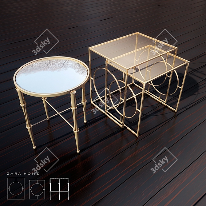 Elegant Zara Home Table Set 3D model image 1