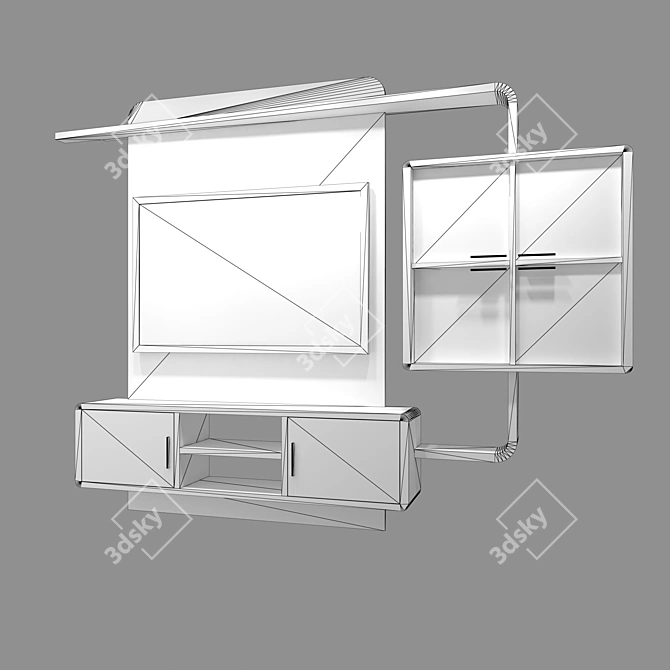 Customizable TV Entertainment Unit 3D model image 2