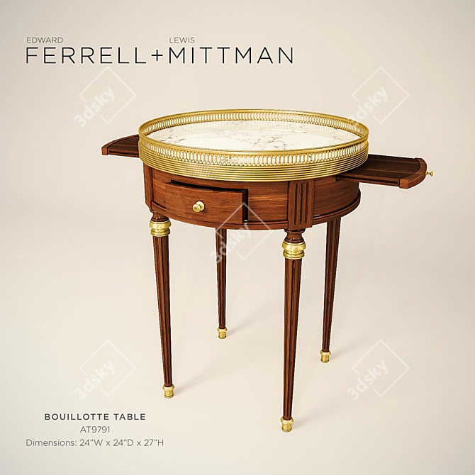 Classic Bouillotte Table: Traditional Elegance 3D model image 1