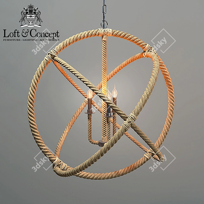 Industrial Rope Chandelier 3D model image 1