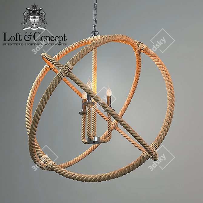 Industrial Rope Chandelier 3D model image 2