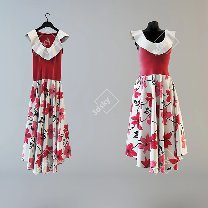 Floral Spring Dress 3D model image 2