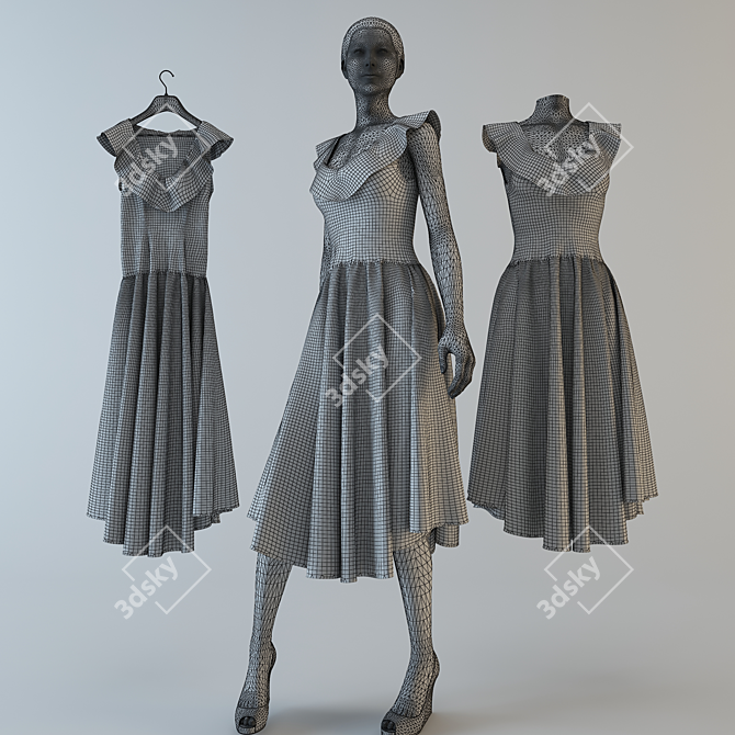 Floral Spring Dress 3D model image 3