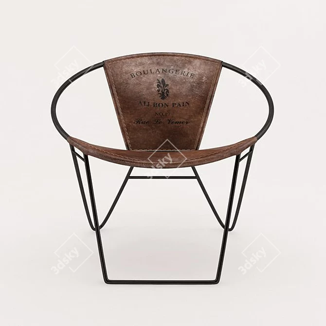 Modern Leather and Metal Chair 3D model image 1