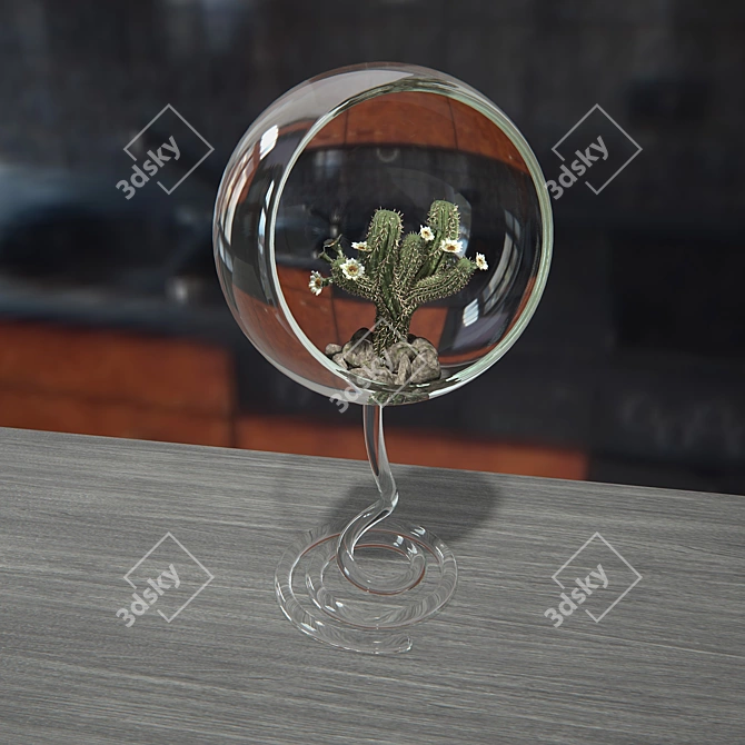 Eco Vase Cactus: 20cm Glass Art 3D model image 1